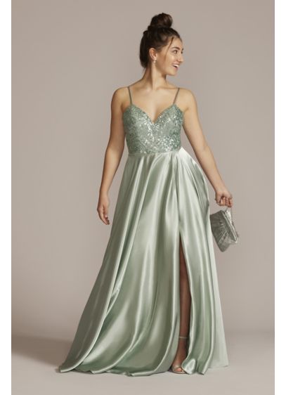 Satin Prom Dress with Beaded Bodice - If your prom dress must-have list includes detailed